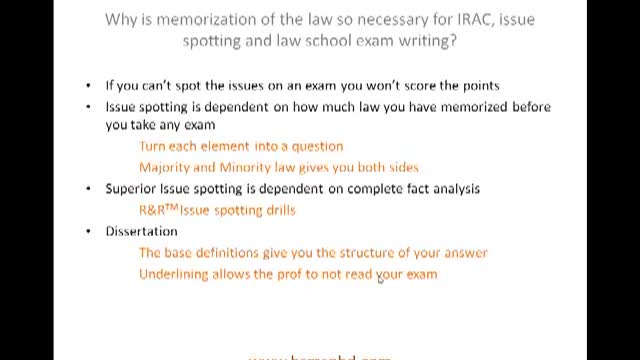 Learn IRAC R&R Issue Spotting For Law School: Never Miss an Issue Again on Law School Exams!