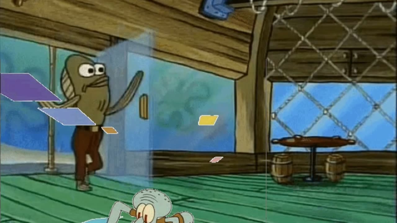 Squidward Is Playing With Tiles While Someone Walks Into The Krusty Krab 🍔