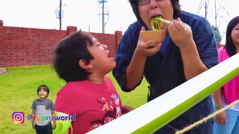 Noodle Challenge with Japanese Bamboo Noodle Slide -- #travel #explore #trip #vlog