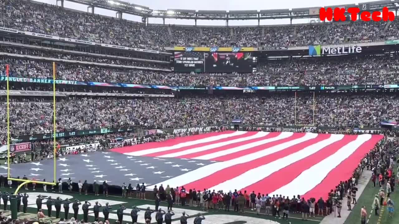 9/11/22.♥️Crowd songs the National anthem Before jets v/s Ravens NFL #HKTech