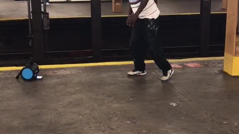 Subway dance routine guy polo shirt