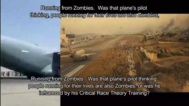 Running from Zombies. Was that plane's pilot thinking, people running