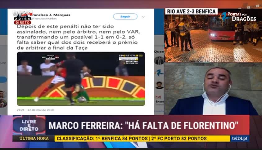 Marco Ferreira: «Há penalti e fora de jogo»