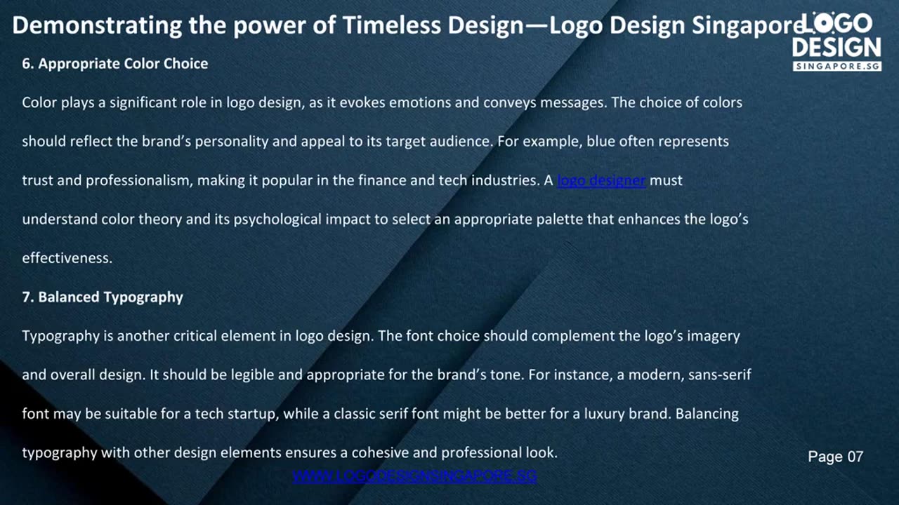 Demonstrating the power of Timeless Design — Logo Design Singapore