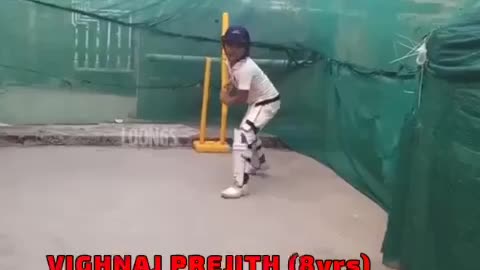 9 year old playing excellent cricket shots