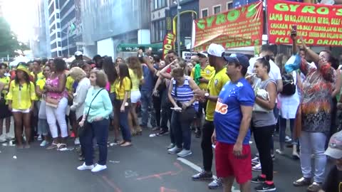 BRAZILIAN GIRL DANCES A BRAZILIAN SAMBA STREET DANCE AT BRAZILIAN CARNIVAL CULTURE PARTY NEW YORK