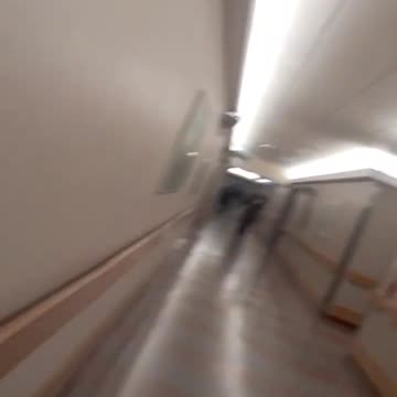 Headed down the hallway with stringy hair, part 1.