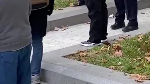 Check end of clip. After cruising around the capital building. Fur guy was almost allowed to leave.