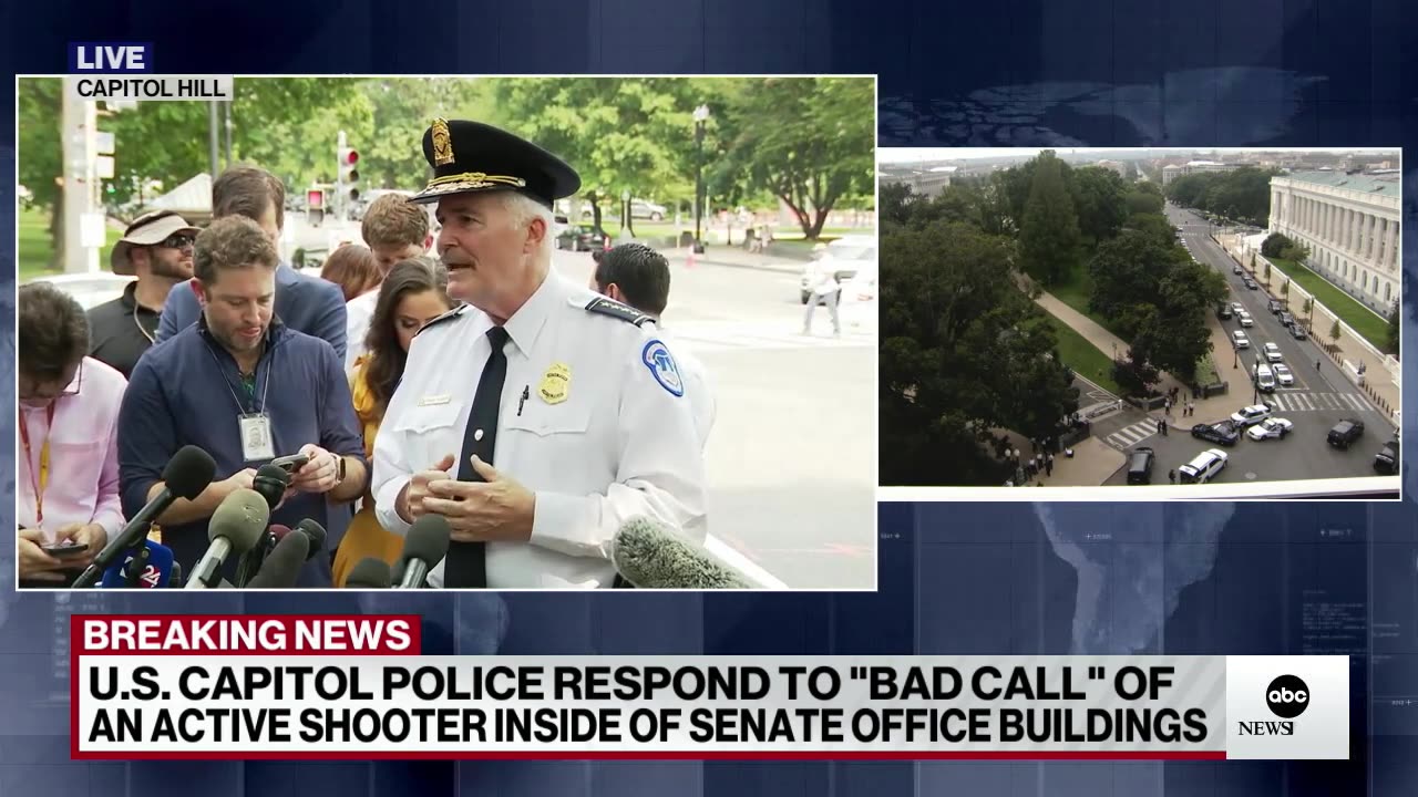 Capitol Police hold presser after receiving 911 call about an active shooter - ABCNL