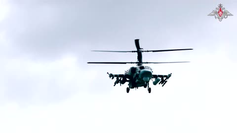 The Kamov Ka-52, Mil Mi-28 and Mil Mi-8 trio take off on a combat mission.