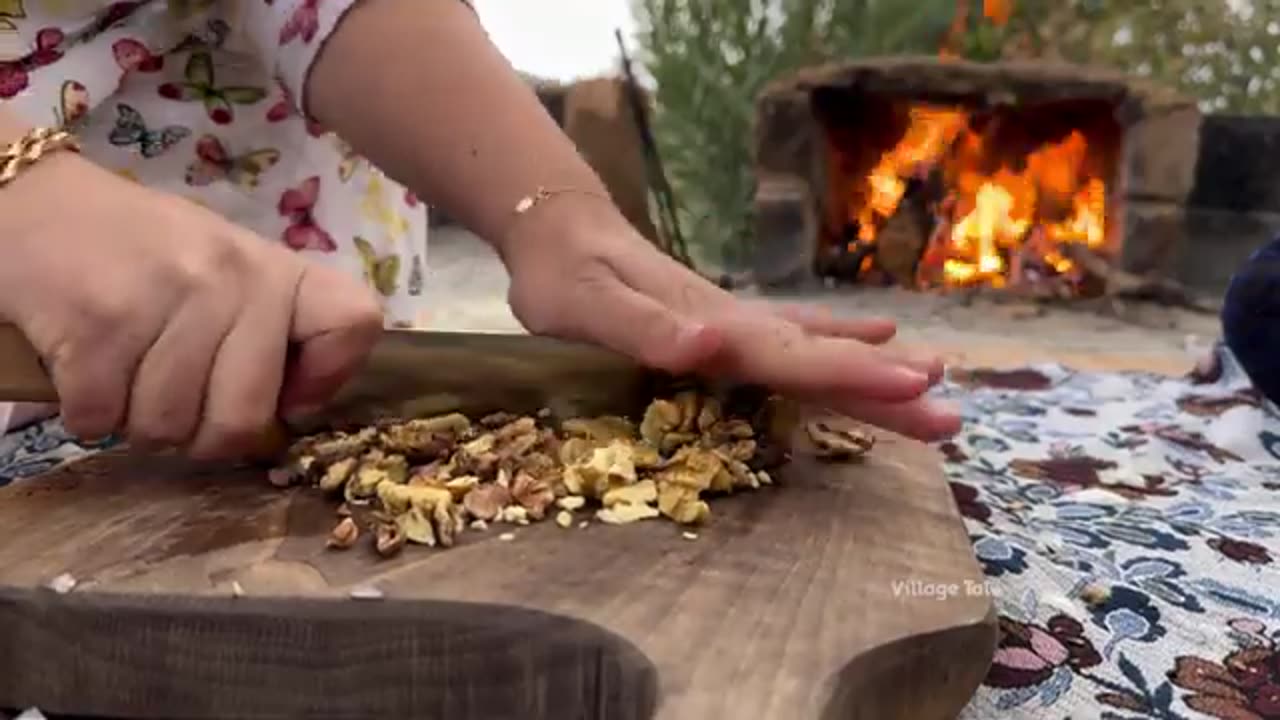 Old Way of Cooking Onion and Walnut Bread || Harvesting Mountain Broom