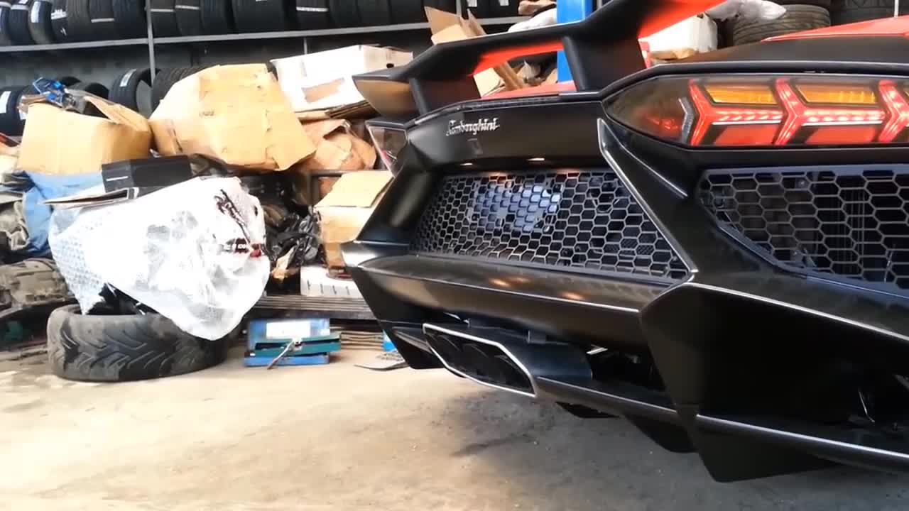 Lamborghini Aventador Roadster with Fire exhaust