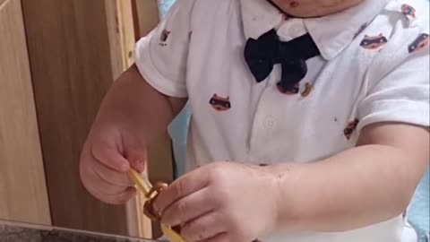 My Son eating Chapagetti.