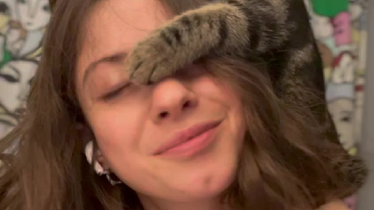 Cat Climbs and Sleeps on Owner's Head