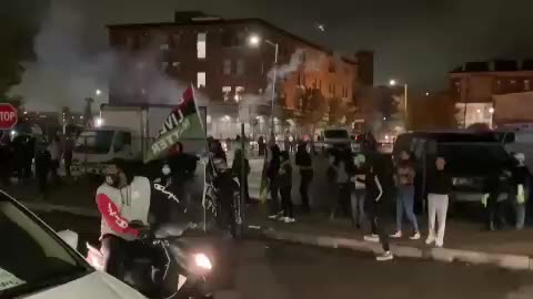 Leftist agitators throwing fireworks at cops in Providence, Rhode Island