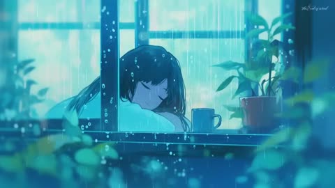 Relaxing Sleep Music with Rain Sounds - Warm Study Bedroom, Stress Relief Music, Piano Music