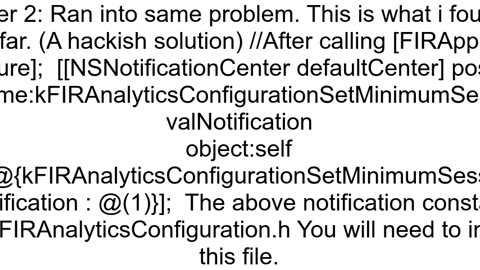 How to change minimum session duration value in Firebase Analytics for iOS