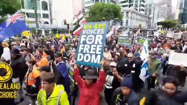 New Zealand protests today against Covid passports & Mandates