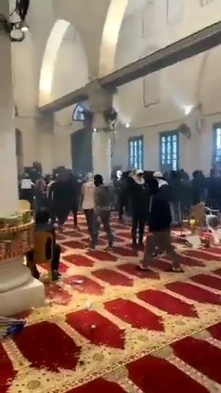 Hamas youth playing football inside Al-Aqsa mosque