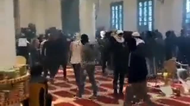 Hamas youth playing football inside Al-Aqsa mosque