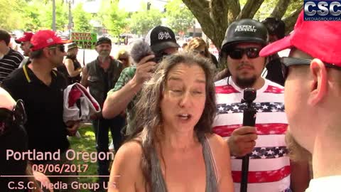 Two AntiFa Howlers Get Schooled On What Freedom Is Then Try To Debate Morality In Portland Oregon