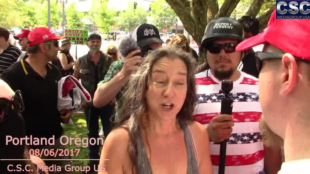 Two AntiFa Howlers Get Schooled On What Freedom Is Then Try To Debate Morality In Portland Oregon