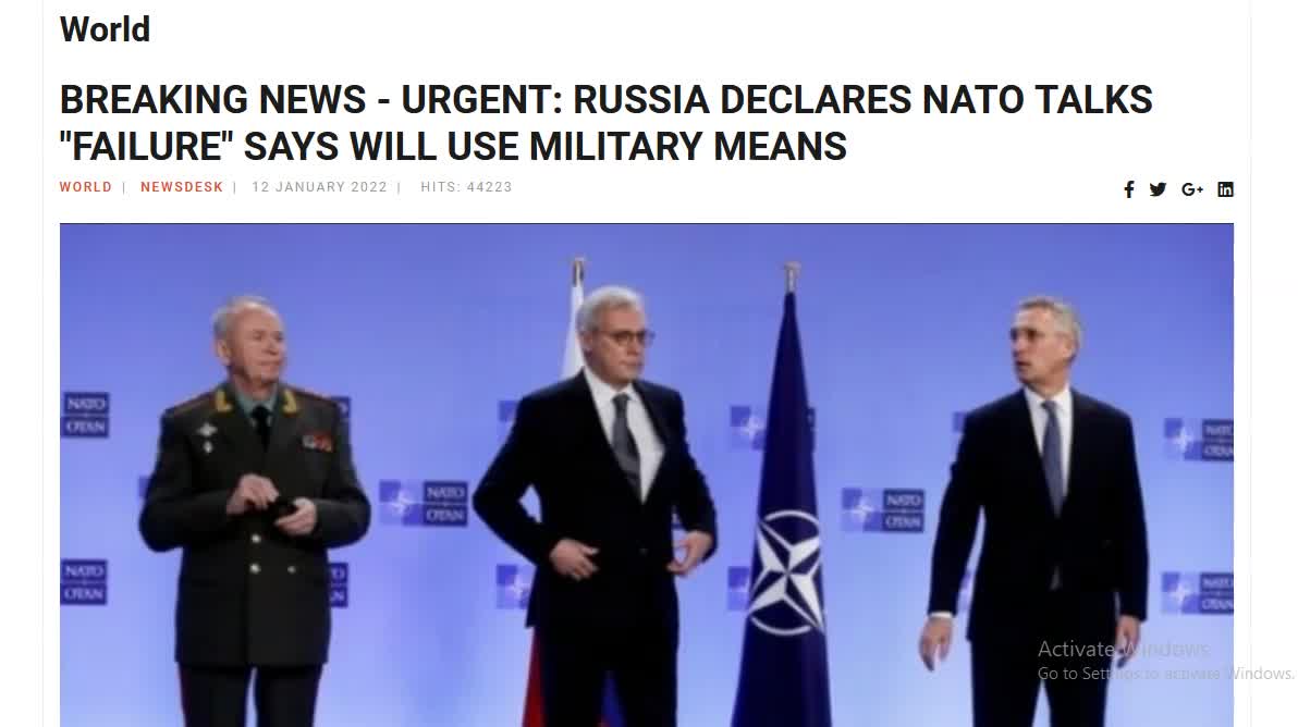 Warning: All Talks w/ Russia Have Failed Will Use Military Means Now