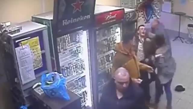 Girl Throws Man Into Another Man