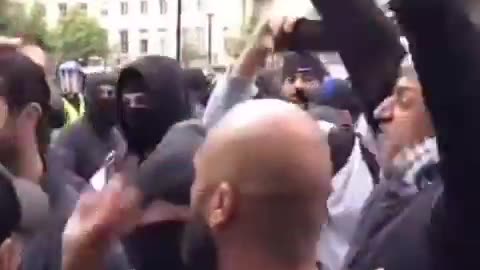 Muslim men chant “WE WILL KILL YOU ALL” to white people.