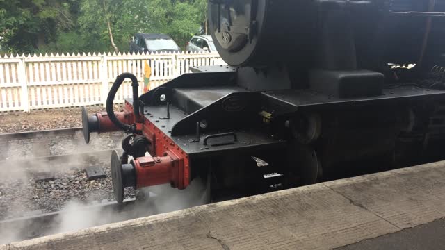 Aviemore Scotland train station and The Strathspey Railway departing