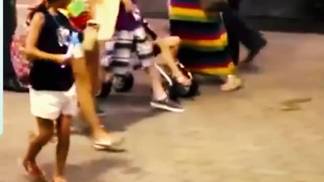 Funny CCTV captured sneak attacks lady