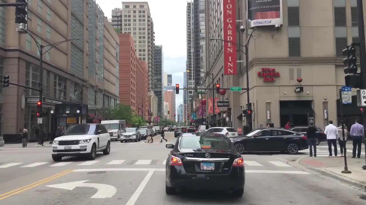 Chicago Downtown. View from the car.