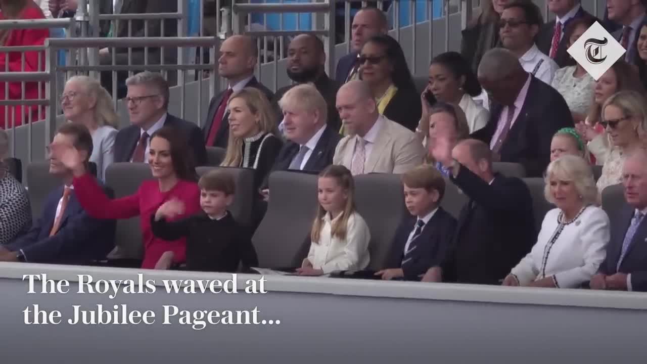 Mischievous Prince Louis sits on Prince Charles' lap during Queen's Platinum Jubilee Pageant