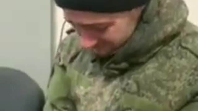 Captured Russian soldier with tears in his eyes being allowed to call his mother in #Russia