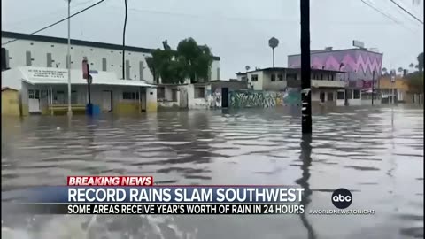 California reels from rare tropical storm