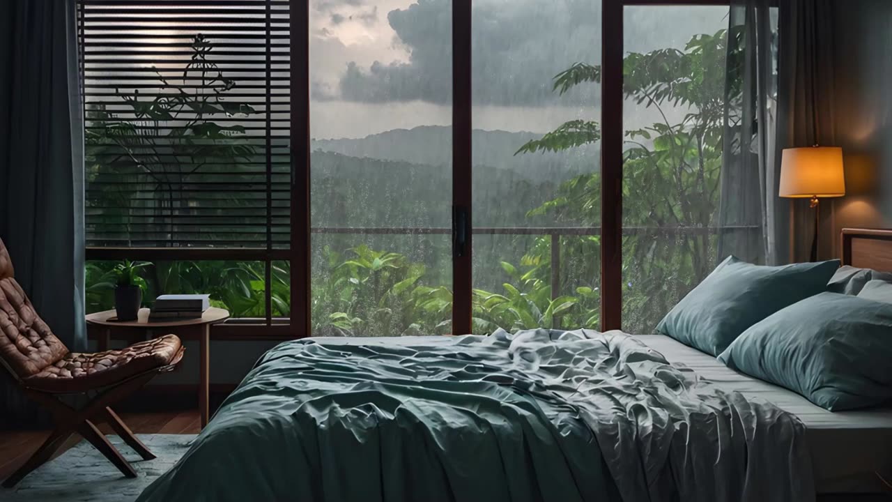 Relaxing Music/Soft Piano - Relax in a Warm Room with a Rainy atmosphere, Stop All Thoughts