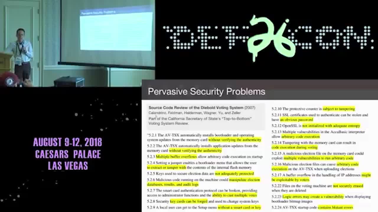 Expert on Election Security, J Alex Halderman Speaks at Def CON 26, August 2018