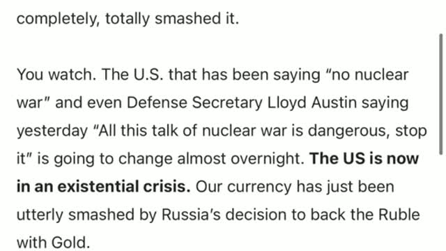 Putin just waged war on the Rothchild's and the evil Globalist cabals... this is huge!