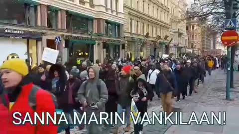 Helsinki, Finland: Vaccine passport/COVID mandate protest Nov. 20, 2021