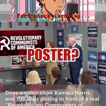 Fact Check: ALTERED Video Of Harris, Walz In Front Of 'Revolutionary Communists of America' Poster