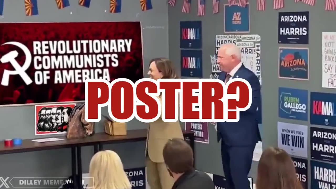 Fact Check: ALTERED Video Of Harris, Walz In Front Of 'Revolutionary Communists of America' Poster