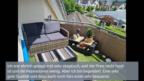 TecTake 800905 Polyrattan Sitzgruppe für 4 Personen, 12-teilig, Gartenmöbel Set mit Sofa