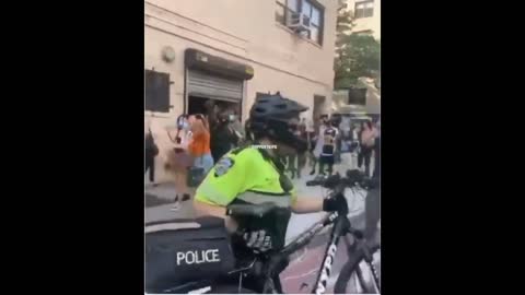 Suspected Antifa Tries To Steal Police Officers Bike In New York