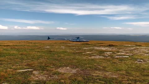 Helicopter take off from Mount Hoverla