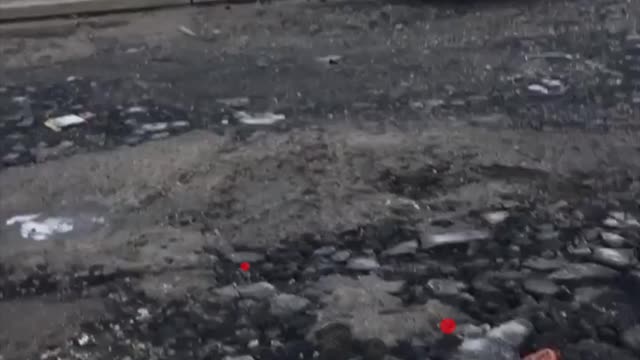 Potholes on the road