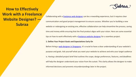 How to Effectively Work with a Freelance Website Designer? — Subraa