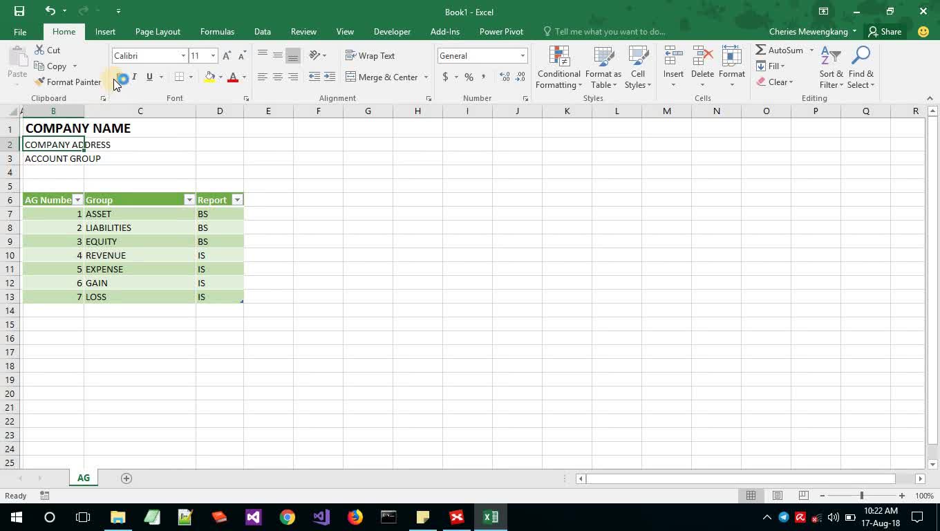 Membuat Aplikasi Akuntansi berbasis Excel - vid 1 - Account Group