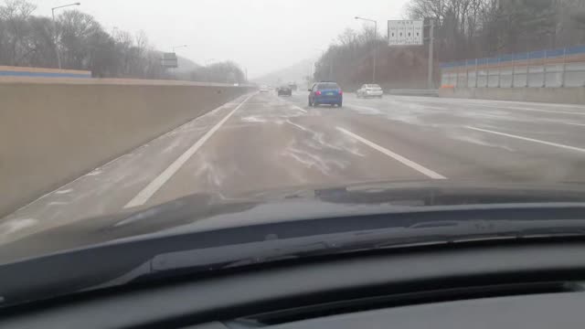 Snowing outside while driving