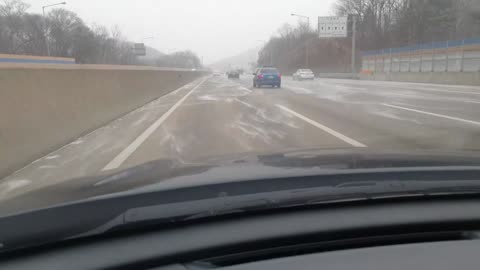 Snowing outside while driving