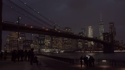 New York City Nigh Brooklyn Bridge Bridge HQ